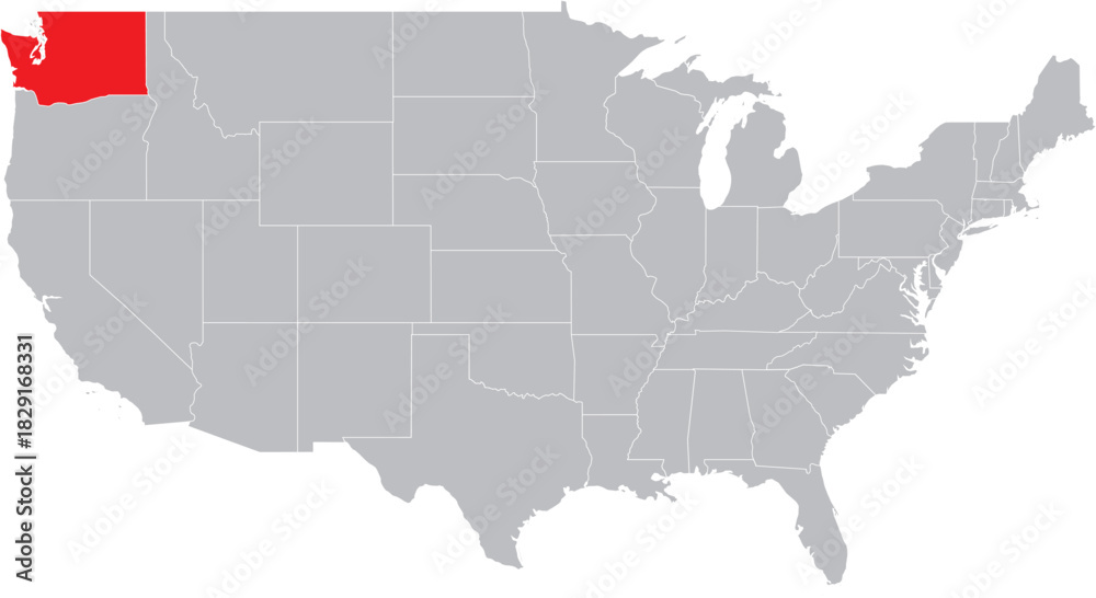 Fototapeta premium Washington State on Map of USA Editable Vector