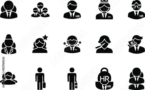 Diverse HR Team Silhouette Icons Representing Employees