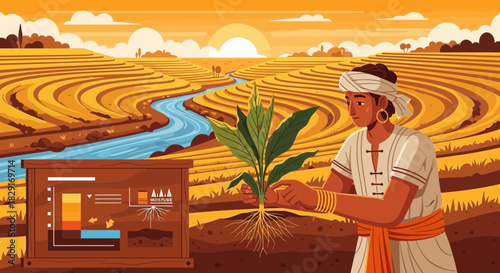 Sustainable agriculture practices depicted through digital farming insights