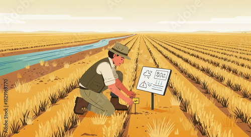 Analyzing Crop Health: Agricultural Scientist Inspecting Field Data for Sustainable Practices