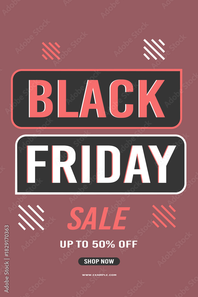 Obraz premium Black Friday sale background retro up to 50% off fifty percent off, shop now. Modern design. Background for banners, posters, cards. Vector illustration.