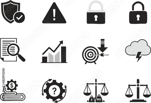 Security Measures and Analytical Insights A Vector Icon Collection