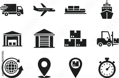 Logistics and Transportation Icons A Comprehensive Vector Set for Supply Chain Needs