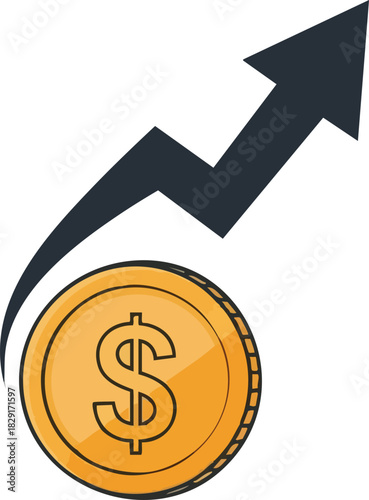 Coin and Arrow Illustrating Financial Growth and Investment Opportunities