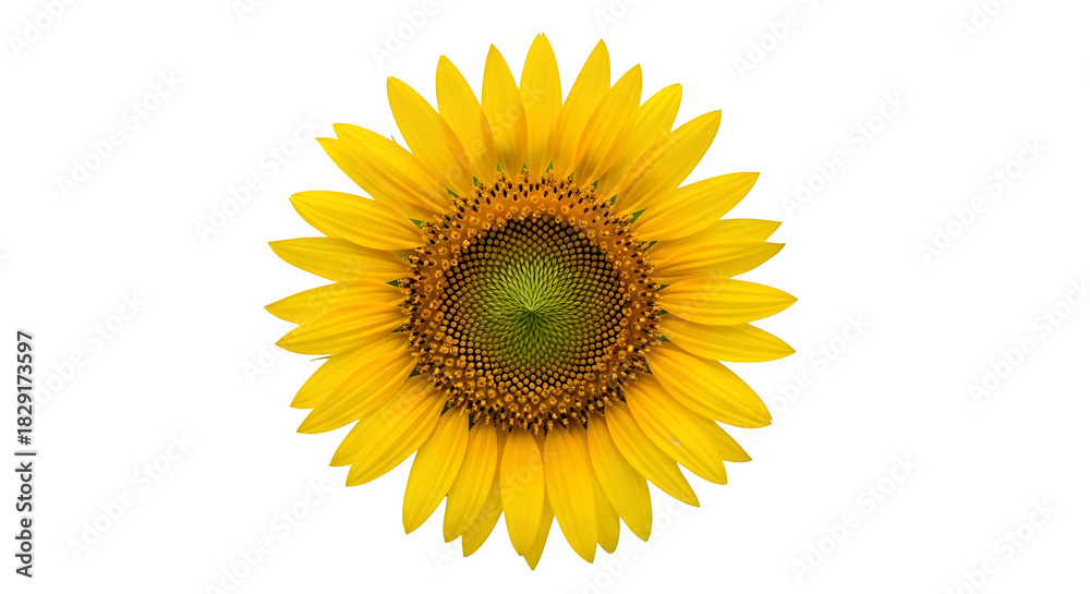 Fototapeta premium Vibrant yellow sunflower blossom with detailed center isolated on transparent background