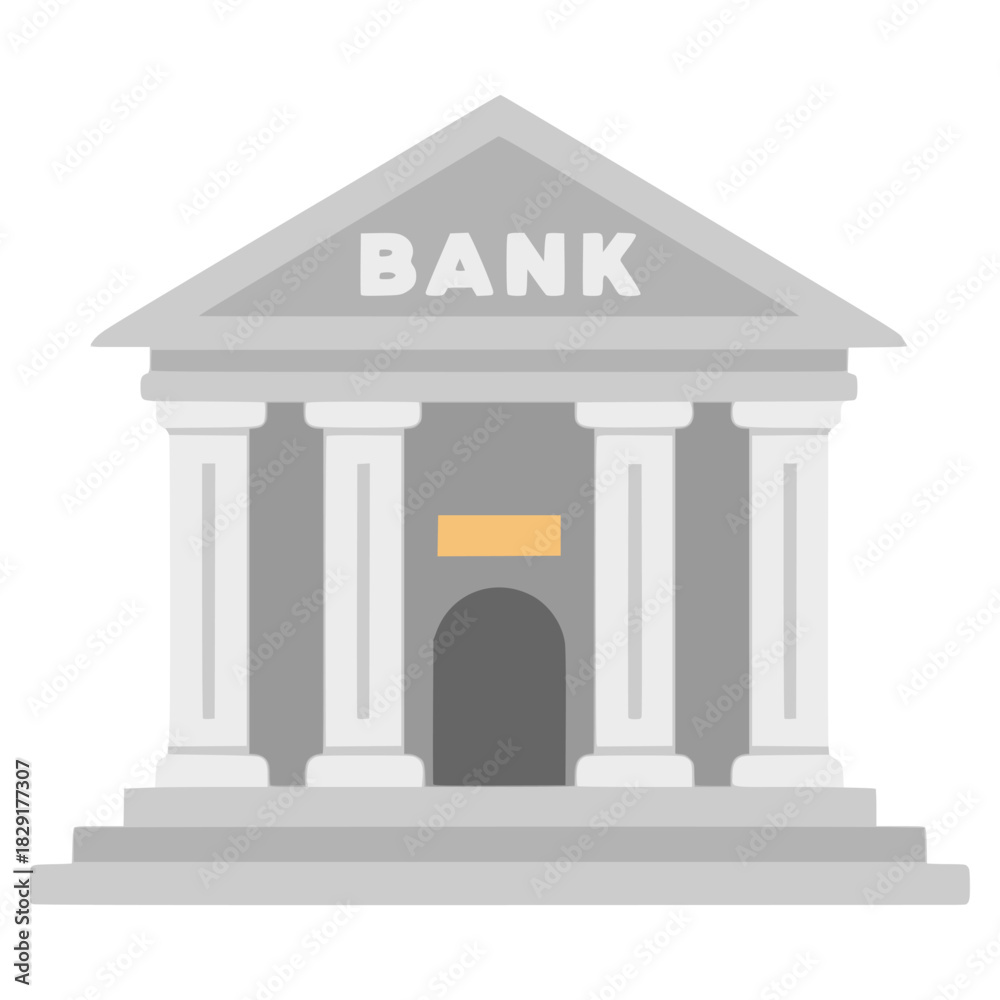 Obraz premium Bank building business finance work flat color vector illustration template design