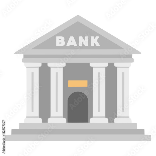 Bank building business finance work flat color vector illustration template design