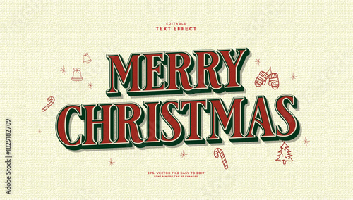 christmas vintage style editable text effect