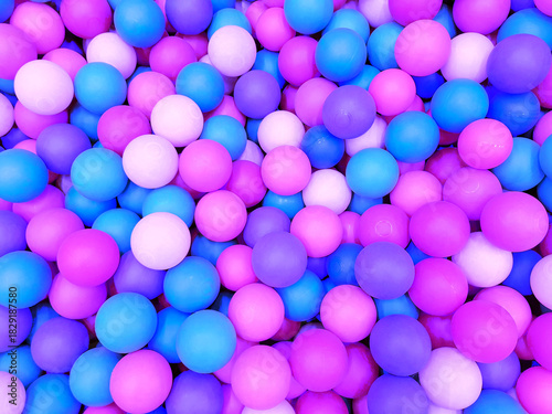 Many color plastic balls background.