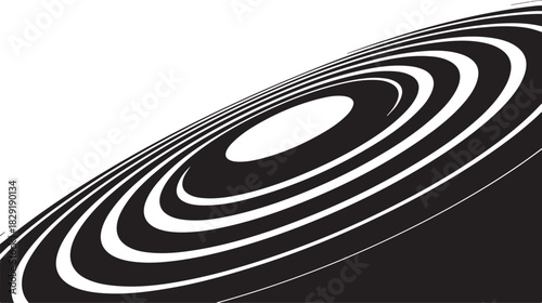 Concentric curved lines black and white concept background on transparent
