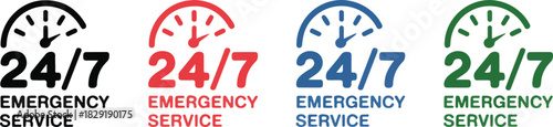 Emergency 24/7 service concept 24 hours open service icon isolated on transparent