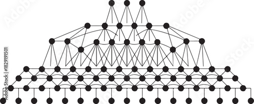 Network connection structure diagram with linked nodes and hierarchical levels
