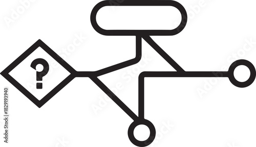 Flow chart process diagram for decision making and path selection outline graphic
