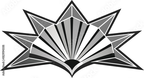 Geometric art deco starburst fan shape abstract design