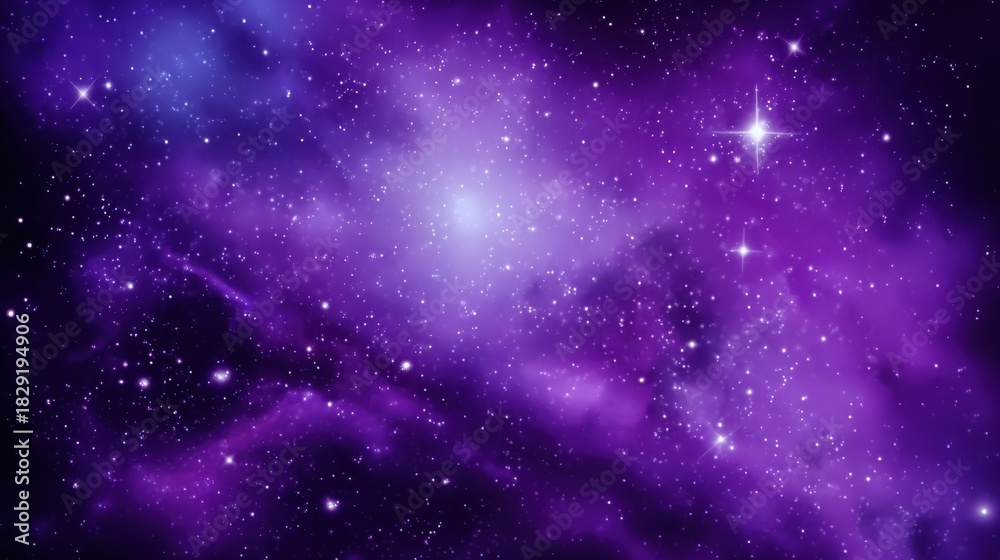 Fototapeta premium Blue and purple galaxy background, ideal for space themes, cosmic visuals, and AI-generated art.