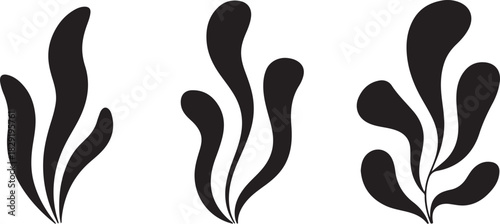 Silhouettes seaweed underwater sea plants ocean flora marine aquatic algae water