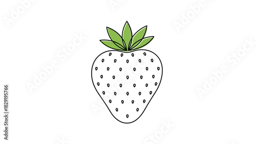 Sweet strawberry outline with green leaves perfect for summer designs and healthy eating promotions vibrant for food blogs and children's illustrations, Generative AI.