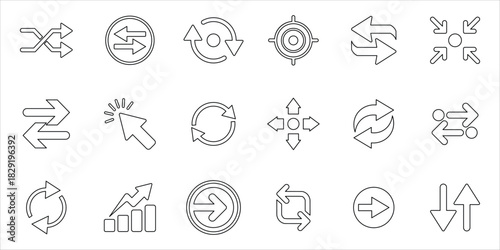 arrow icons set. arrows, click, move, refresh, repeat, swap, transfer, increase and more. simple line vector