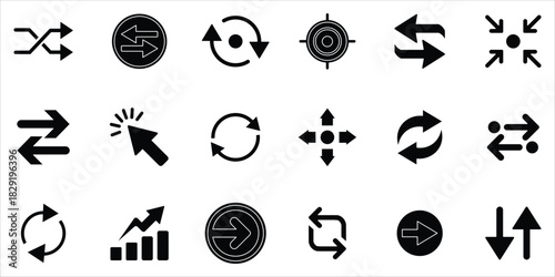 arrow icons set. arrows, reload, rotate, move, refresh, repeat, swap and more. simple solid vector