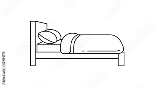 Restful slumber awaits in this cozy bed illustration perfect for promoting sleep relaxation and a good night's rest in your next project, Generative AI.