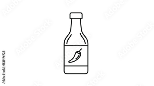 Get ready for some serious heat with this delicious chili sauce in a bottle ideal for restaurant menus food blogs and recipe illustrations, Generative AI.
