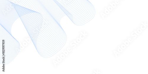 Abstract wave vector illustration with blue and grey curved lines pattern for digital technology backdrop design