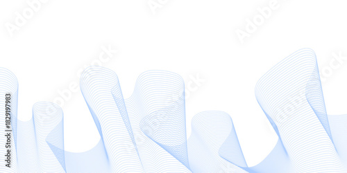 Abstract blue background with waves and isolated white medical plastic pill and cotton swab stick