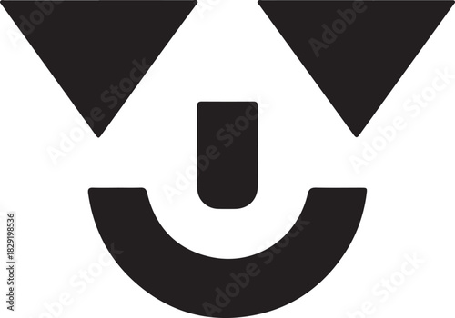 Abstract smile face icon flat design black color vector minimalist style