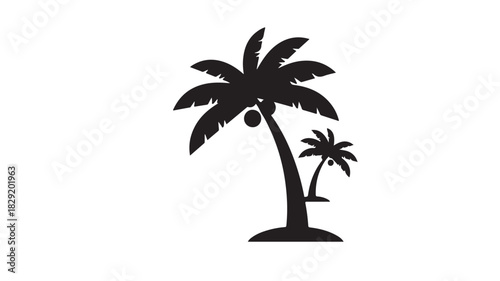 Palm tree silhouette vector icon tropical plant illustration for summer vacation and travel designs isolated on white background