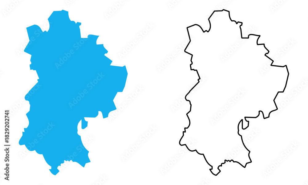 Fototapeta premium Map of Bedfordshire an administrative county of England. Map with detailed outlines and blue silhouettes