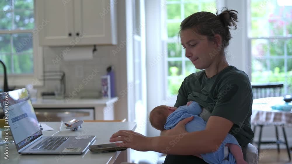 mother manages dual roles, mother balances job and child, mother ...
