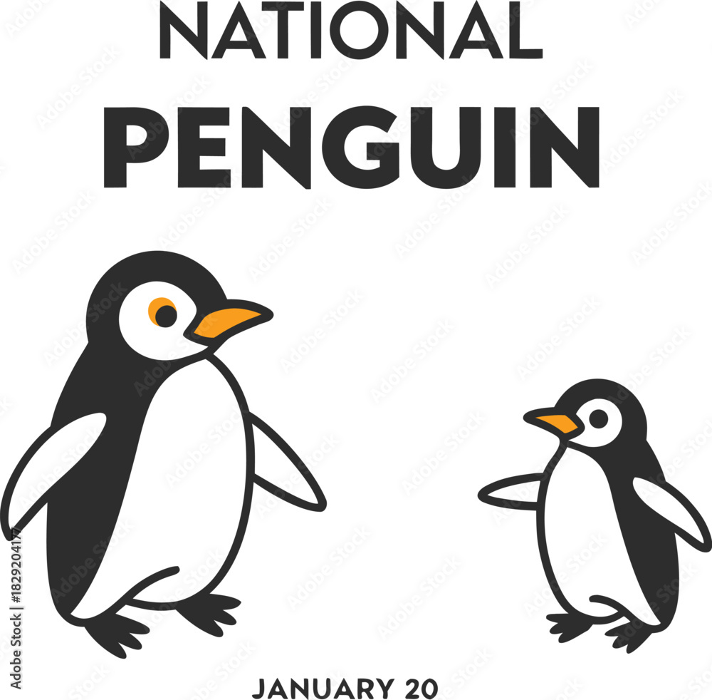 Obraz premium Cute Cartoon Penguins Illustration Celebrating National Penguin Day.