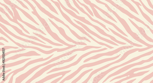 A stylish seamless pattern featuring abstract zebra stripes in soft pastel pink and creamy beige, perfect for modern graphic design projects and backgrounds.
