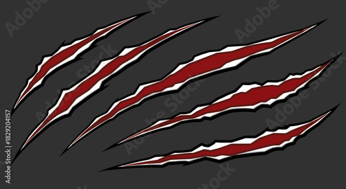 A ferocious tiger claw mark vector graphic, perfect for adding a wild and untamed touch to your designs, available as a transparent PNG.
