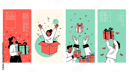 Festive Celebrations - Joyful Moments with Gifts and Confetti.