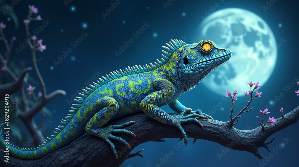 Fototapeta premium A vibrant fantasystyle lizard