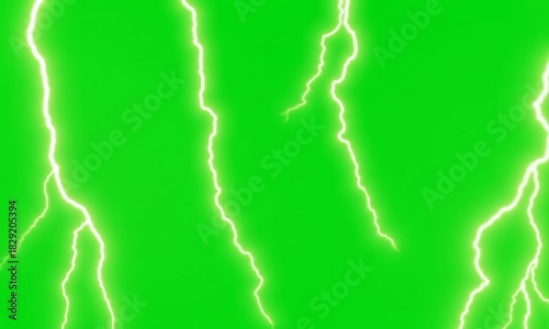  A sharp, erratic crack or lightning bolt effect expanding across a vibrant green screen, excellent for a destruction, electric, or impact transition