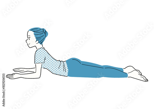 スフィンクスのポーズ　ヨガをする女性