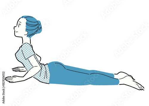 コブラのポーズ　ヨガをする女性
