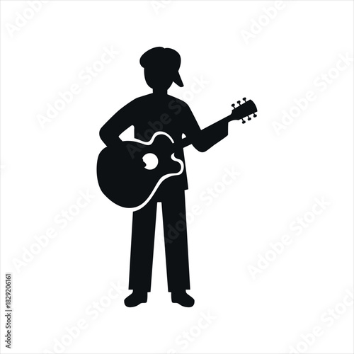 silhouette of a person playing the guitar, graphic resource.