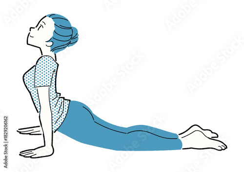 アップドッグ　ヨガをする女性