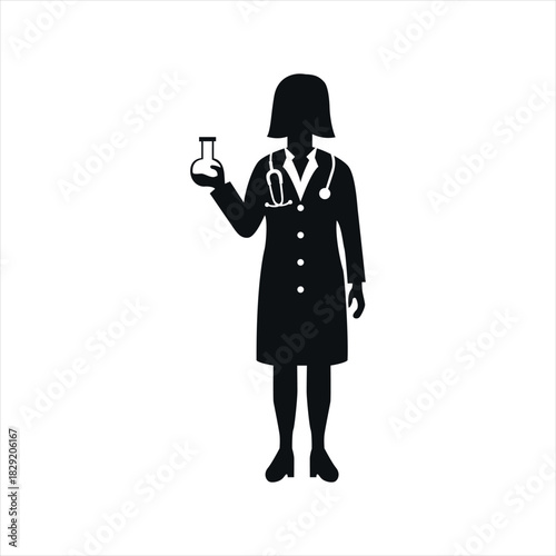 silhouette of a doctor working in a lab, graphic resource.