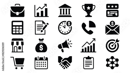 Collection of business finance investment marketing and management elements and icons set design
