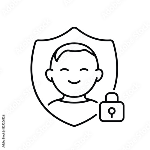 Child Safety Lock Icon Vector Illustration Outline