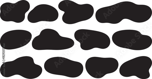 Abstract organic pattern vector – irregular black fluid blot shapes seamless creative background texture for design, decor, or modern art concept