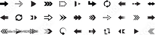 Arrow icon set. Arrows big black set icons. Cursor. Modern simple arrows. Modern simple arrows. Collection of different arrow signs. Cursor. Black arrows icons. Vector illustration set.	