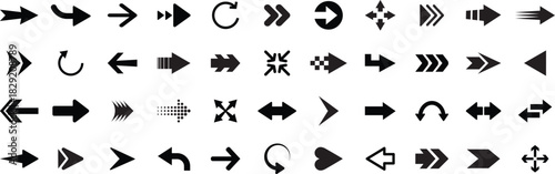 Arrow icon set. arrow. Modern simple arrows. Collection of different arrow signs. Cursor. Arrow big black set. Black arrows icons. Vector illustration.