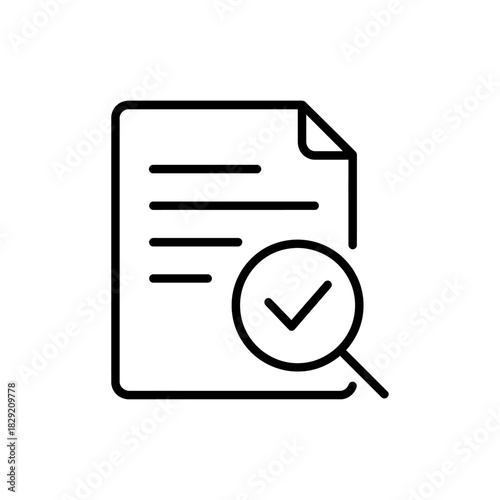 document approval confirmed a validated file with a checkmark inside a magnifying glass ensuring data protection and compliance a testament to secure workflow
