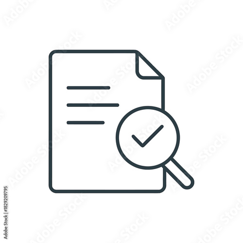 document review a file with check mark depicting data validation and compliance assessment for business reports and regulatory approval