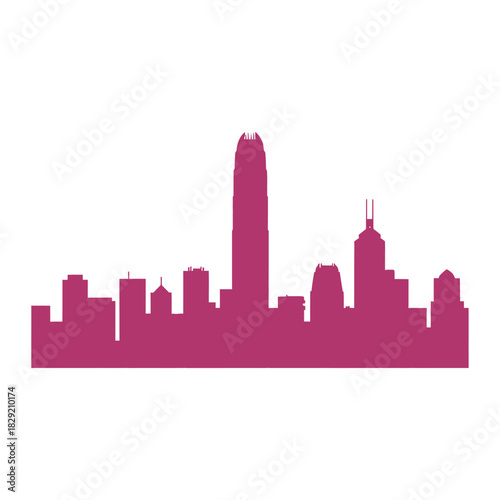 hong kong skyline silhouette against a white background ideal for travel blogs and website headers showcasing the vibrant cityscape and modern architecture.